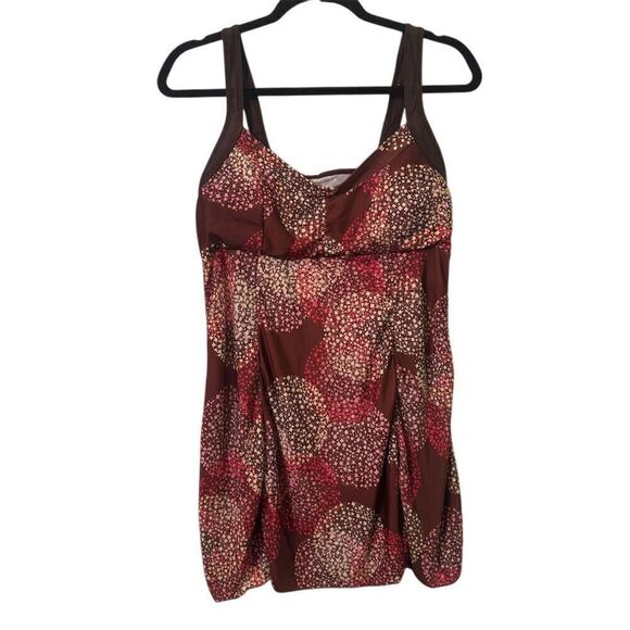 Amazon Other - Amazon Women's Bikini Top L Brown Red Floral Swimwear tankini